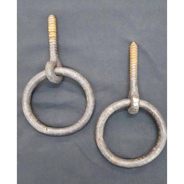 Pair of Large 4 1/2" Round Industrial Commercial Iron Rings #GA4066