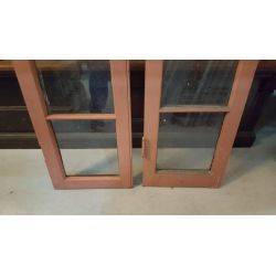 Pair of Glass & Wood Cabinet Doors #GA4230