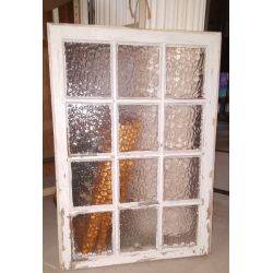 12 Pane Pebble Textured Glass Window in a Wood Frame #GA4227