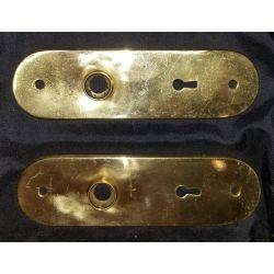 Pair of Oval Brass Doorknob Backplates #GA279