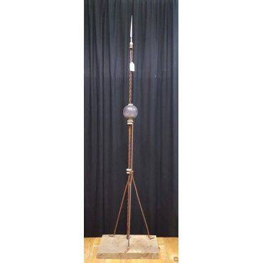 Reclaimed Wrought Iron & Wood Lightening Rod & Original Purple Glass Ball With Top Arrow Finial #GA173