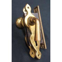 Brass Screen Door Lock Set With Knob Lever Handle and Back Plates #GA139