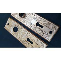 Pair of Ornate Brass Door Knob Back Plates #GA4209