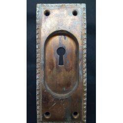 Ornate Brass Pocket Door Pull Plate with Keyhole #GA1189