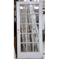 Pair of 15 Pane Beveled Glass & Wood French Doors #GA47