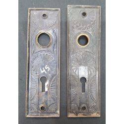 Pair of Ornate Brass Door Knob Back Plates #GA4209