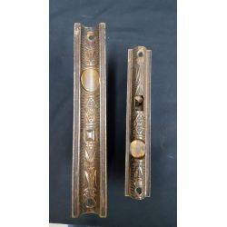 Set of Brass Eastlake Pocket Door Locks with Round Pulls #GA223
