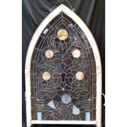 Large Multicolored Center Point Stained Glass Window #GA4044