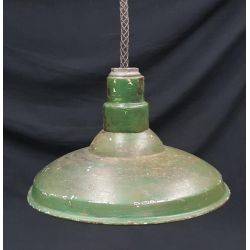 Green  & White Cased Industrial Light with Wire & Plug #GA75