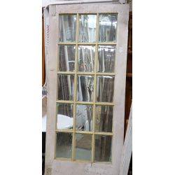 Pair of 15 Pane Beveled Glass & Wood French Doors #GA47