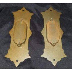 Pair of Steel Victorian Eastlake Pocket Door Pull Plates #GA259