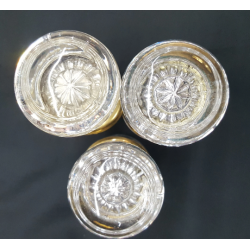 Set of 3 Round Leaded Crystal Door Knobs with Center Medallions Rosettes and Spindles #GA4406