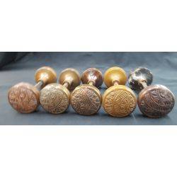 Set of 5 Solid Brass Ornate Victorian Eastlake Doorknob Sets #GA1062