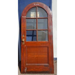 Faux Wood Metal Arched 6 Pane Chicken Wire Glass Arch Top Door with Bronze Hardware #GA4356