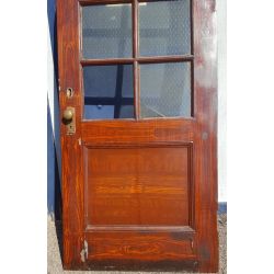 Faux Wood Metal Arched 6 Pane Chicken Wire Glass Arch Top Door with Bronze Hardware #GA4356
