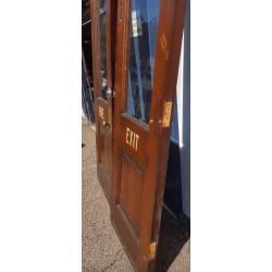 Pair of Tall and Narrow Beveled Glass Raised Panel Doors #GA4357