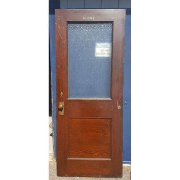 Solid Oak 1/2 Florentine Glass Panel Door with Bronze Hardware #GA4359