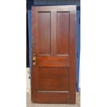 Solid Oak 3 Panel Wood Door with Bronze Hardware #GA4361