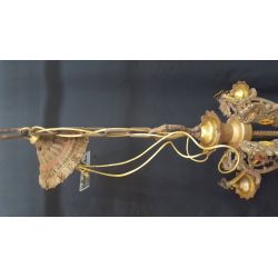 Art Nouveau Brass and Cast Iron Ornate Filigree 5 Light Chandelier #GA739