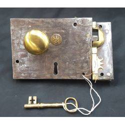 1800's Iron & Brass Complete Carpenter Lock Set #GA1045