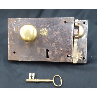 Restored 1800's Iron & Brass Complete Carpenter #60 Lock Set #GA1046