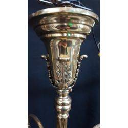Ornate Solid Brass 5 Tiered Chandelier w/ Handblown Frosted Ruffled Shades #GA1057