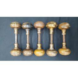 Set of 5 Solid Brass Ornate Eastlake Doorknob Sets #GA1061
