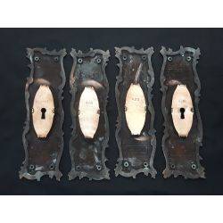 Art Nouveau Brass Pocket Door Plates by Russell & Erwin (2 full sets) #GA1088