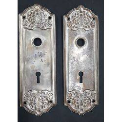 Pair of Art Nouveau Door Knob Backplates in Steel Grey #GA1111