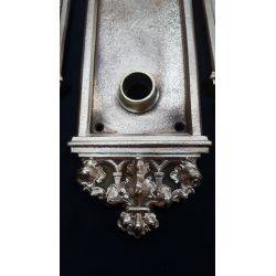 2 Pairs of Cast Brass Art Nouveau Door Knob Backplates #GA1117