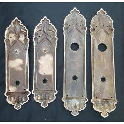 2 Pairs of Cast Brass Art Nouveau Door Knob Backplates #GA1117