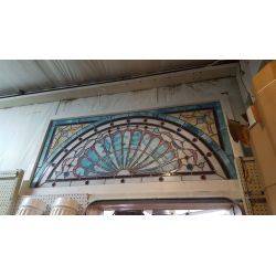 Large Multi Colored Pastel Stain Glass Window in Wood Frame #GA1137