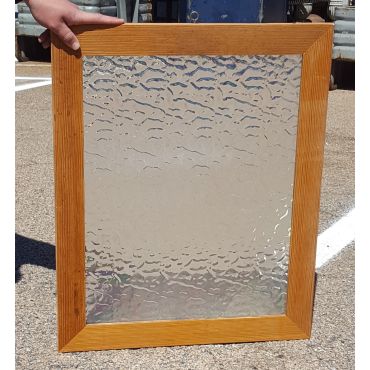 Textured Iridescent Glass Window in Wood Frame
