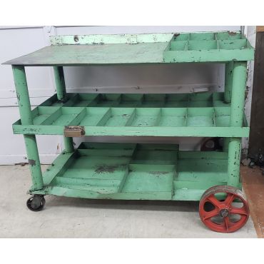 Large Vintage 3 Level Industrial Compartment Bin Cart #Greencart