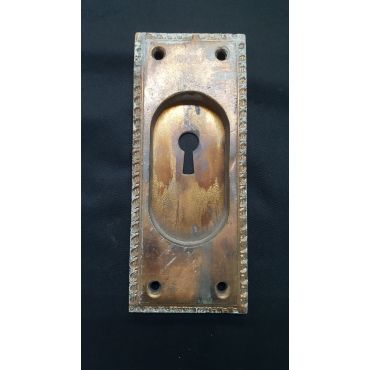 Ornate Brass Pocket Door Pull Plate with Keyhole #GA1189