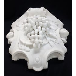 Giant Antique Carved White Carrara Marble Mantle Keystone #GA2008