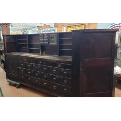 Large 1920's Wood & Glass Apothecary Storefront Step Back Cabinet & Display Case #GA2016