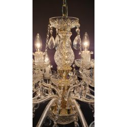 12 Light 3 Tiered Crystal Prism Chandelier with Glass Pineapple Accents #GA2020