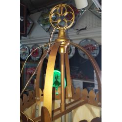 Huge Set of 5 Art Deco Church Lights with Tan & White Slag Glass and Brass Trim #GA2024