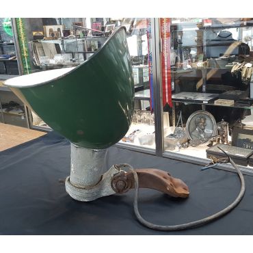 Salvaged Industrial High Bay Green & White Light with Bracket and Power Cord #GA2156