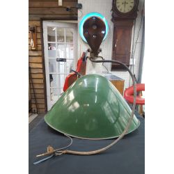 Salvaged Industrial High Bay Green & White Light with Bracket and Power Cord #GA2156