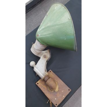 Salvaged Industrial High Bay Green & White Wall Light with Bracket & Power Cord #GA2157