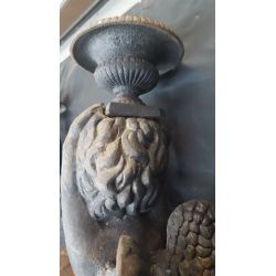 Huge Pair of Antique Cast Iron Cherub Angel Wall Candle Sconces #GA2163