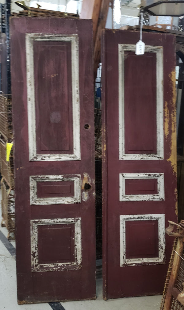 Pair of Solid Wood Raised Tiered Three Panel French Doors 83 3/4" x 23 3/4" #GA2194