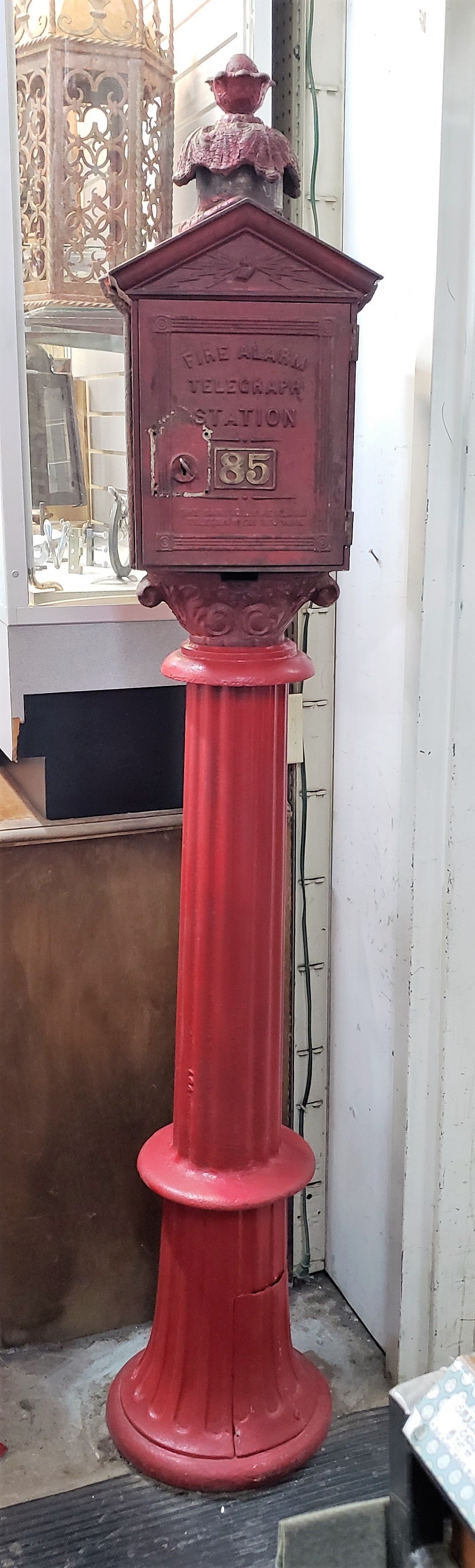 Restored Gamewell N.Y. Fire Alarm Telegraph Co. Station Box on Pole #GA2197, image size:1071x3538