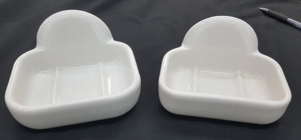 Pair of White Art Deco Porcelain Soap Dishes with Arched Back #GA2201