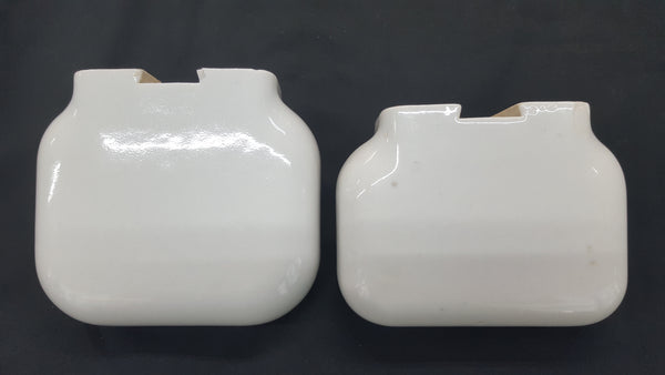 Pair of White Art Deco Porcelain Soap Dishes with Arched Back #GA2201