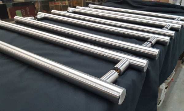 4 Pairs of Large Brushed Aluminum Door Push / Pull Bars #GA2206
