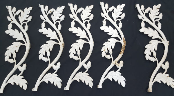 Set of 5 Cast Aluminum Leaf & Acorn Filigree Decorative Panels #GA2207