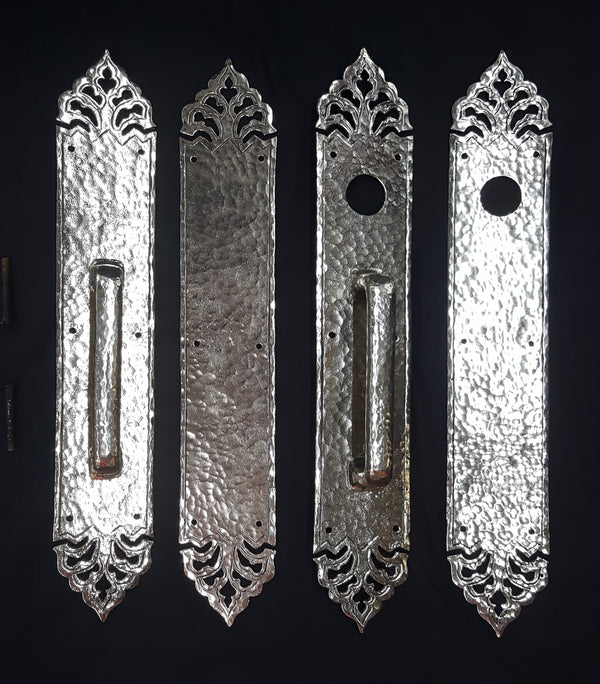 2 Sets of Art Deco Hammered Brass Push / Pull Door Plates #GA2215